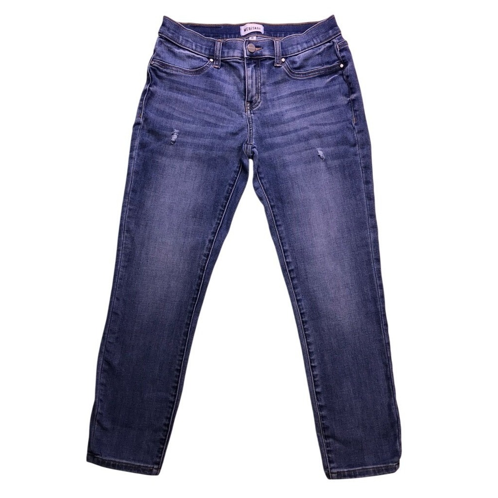 Meritage Straight Jeans‎ Womens 29 Blue Distressed Cropped  Denim Classic